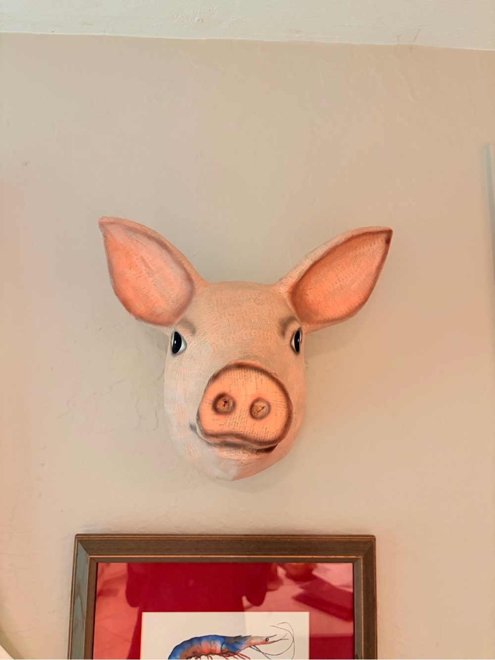 Papier-Mâché Pig Head Kitchen Decor